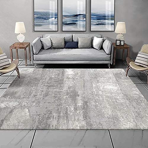 Kurzflor Teppich Wohnzimmer Teppich Graue und weiße abstrakte Tinte und nordischer Stil, weiß und alt für Schlafzimmer & Heimtextilien160*230 von MMDSNX