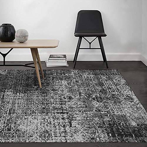 Kurzflor Teppich Wohnzimmer Teppich Schwarzer Abstrakter Klassiker Kurzflor, Borte, WeichMaschinenwaschbar—160*230 von MMDSNX