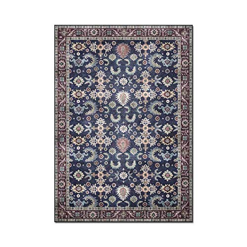 Moderner Teppich Kurzflor Designer Teppich Mit Retro Blauer floraler Ethno-Stil Non-Shedding für Schlafzimmer, Spielzimmer 140*200 von MMDSNX