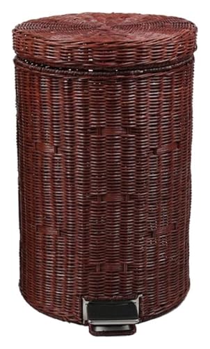 Badezimmer-Mülleimer Mülleimer Recyclingkorb langsam fallender Mülleimer aus Rattan mit Deckel Treteimer für Wohnzimmer im Hotel Schlafzimmer C von MMDXDLX