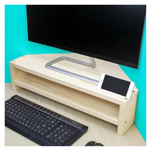 MMDXDLX Eck-Monitorständer Dreieckige Büro-Schreibtisch-Aufbewahrungsregale, Dicker Computer-Monitorständer aus Massivholz mit Schrauben(2 Tier/15cm H) von MMDXDLX