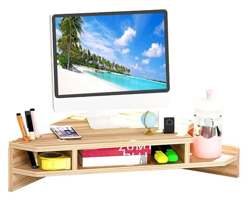 MMDXDLX Eck-Monitorständer Ergonomischer Eck-Computerständer, platzsparend, Mehrzweck-Schreibtisch-Aufbewahrungsregal for Laptop/Drucker(Natural) von MMDXDLX