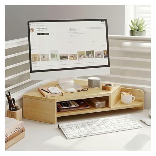 MMDXDLX Eck-Monitorständer Ergonomisches Dreieck-Desktop-Eckregal, Platzsparendes Schreibtisch-Organizer-Regal for Büro/Zuhause(Oak) von MMDXDLX