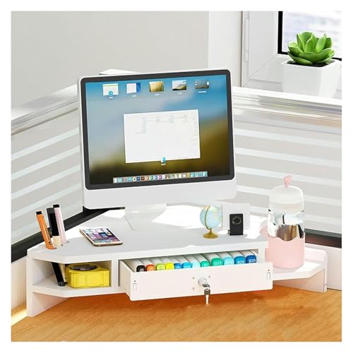 MMDXDLX Eck-Monitorständer Ergonomisches Eckregal for Computer, dreieckiges Laptop-Organizer-Rack for das Arbeitszimmer(White) von MMDXDLX