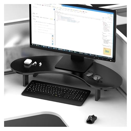 MMDXDLX Eck-Monitorständer Monitor-Desktop-Lift for Drucker/Computer/Laptop, Holz-Schreibtisch-Aufbewahrungs-Organizer-Display-Regale(Black,7.5cm/3in Height) von MMDXDLX