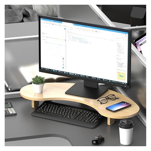 MMDXDLX Eck-Monitorständer Monitor-Desktop-Lift for Drucker/Computer/Laptop, Holz-Schreibtisch-Aufbewahrungs-Organizer-Display-Regale(Natural Wood,7.5cm/3in Height) von MMDXDLX