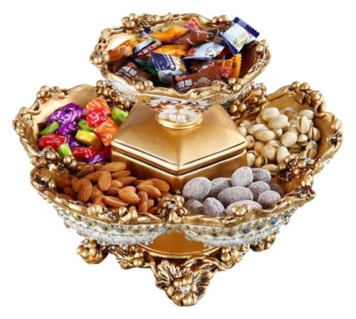 MMDXDLX Snackbox mit Fächern Doppelschichtige multifunktionale Nussplatte for Zuhause, Wohnzimmer, Couchtisch, dekorativ von MMDXDLX