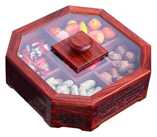 MMDXDLX Snackbox mit Fächern Nussschale, Trockenobsttablett mit Deckel, Servierbehälter for Nüsse mit Deckel, Wohnzimmer, unterteiltes Serviertablett von MMDXDLX
