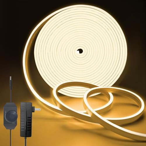 MMEEVT LED Strip 10M - 24V Neon Strip Dimmbar 3000k, IP67 Wasserdicht Warmweiß, DIY Flexible Neon LED Strip Light für Innen Außen Haus Küche Deko (Warmweiß-10M) von MMEEVT