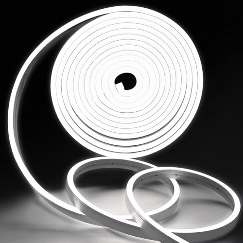 MMEEVT LED Strip Weißweiss - 12V 5M Neon Led Strip,IP65 Wasserdicht 6000K Neon LED Streifen, DIY Flexibel Ledband für Innen Aussenbereich Heim Küche Deko(kein Netzadapter) von MMEEVT