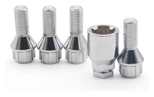 MMFENG 1 Set M12 X 1,5 4+1 Sicherungsbolzen Rad aus Aluminiumlegierung Anti-Diebstahl-Schrauben Mutter kompatibel mit E30 E36 E46 E90 2003-2013 von MMFENG
