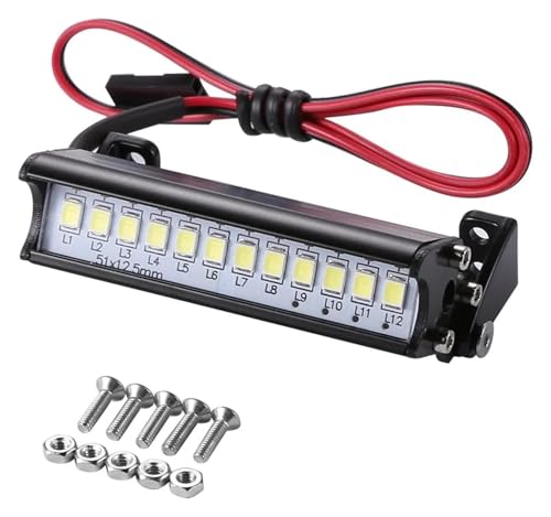 MMFENG Universelle Dachlampe mit 12 LEDs, 55 mm für LKW, kompatibel mit RC 1/10 Kletterwagen-Modellzubehör von MMFENG