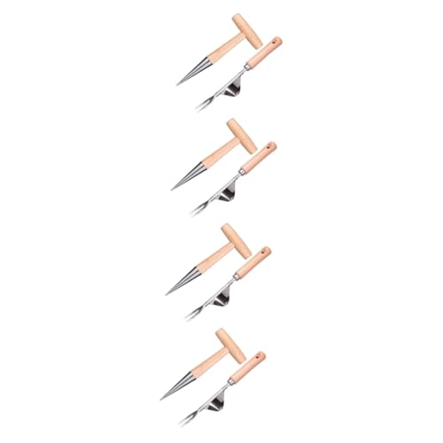 4 Säen Zwiebelsäen Pflückwerkzeug mit Griff Profis Handjäter Unkraut Bagger Erde Multifunktionswerkzeug Handlampe Pflanzer Holz Pflanzer Hand Garten Unkraut von MMFGFDSAJKYGD