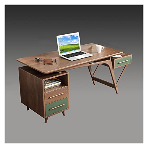 Computertisch Multifunktionsschreibtisch 170 cm Schreibtisch, Home Schreibtisch, Arbeitsstation mit Stauraum, kreativ aus Holz Computertisch, Laptop Schreibtisch, rustikal braun und von MMFGFDSAJKYGD