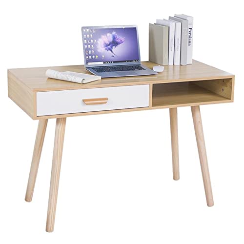 Schreibtisch Schreibtisch mit Schublade Weiß Schreibtisch im modernen Stil kleiner Holz Schreibtisch Home Schreibtisch Gerade Laptop Schreibtisch für kleinen Raum, einfach zu installierende von MMFGFDSAJKYGD
