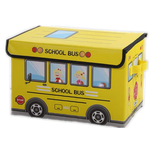 MMIAOO Schulbus-Muster, Spielzeug-Aufbewahrungs-Organizer, faltbare Aufbewahrungsbox, Organizer, Kinderspielzeugtruhe, leichte Spielzeugtruhe mit Deckelgriffen (gelb) von MMIAOO