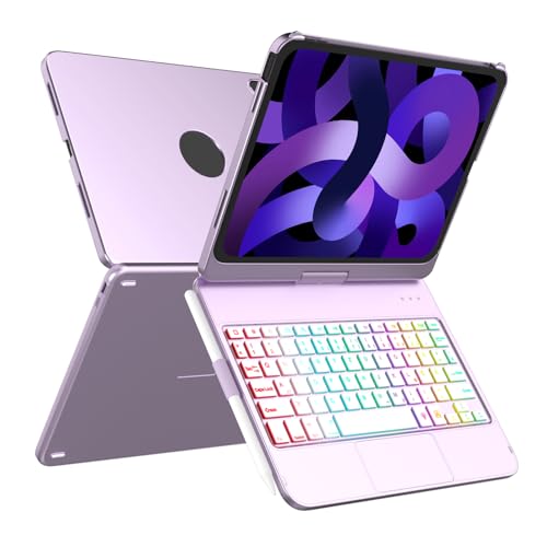 MMK Tastatur Hülle für iPad A16 11 Generation 2025/10 Generation 2022(11/10.9 Zoll), 7 Farben Beleuchtung & Multi Touch Trackpad & Auto Schlaf/Wach Funktion, Flip Stand Gehäuse mit Bleistifthalter von MMK