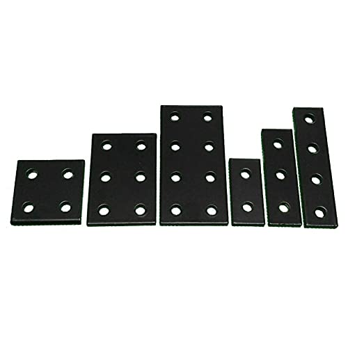 MMLFX 2pcs/Los Schwarzgelenkplattenplatte Eckverschluss Rechteck -Halterung Aluminiumprofil Anschlussplatte ohne Schrauben und Muttern (Color : 2040-6 Hole) von MMLFX
