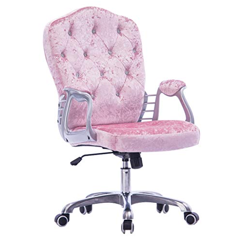 Ergonomischer Computer-Drehstuhl Aufgabe Empfang zu Hause Büro Executive Kreatives Wohnzimmer Schreibtisch Empfang Samt gepolstert Höhenverstellbar, Pink von MMLI-Schreibtischstühle