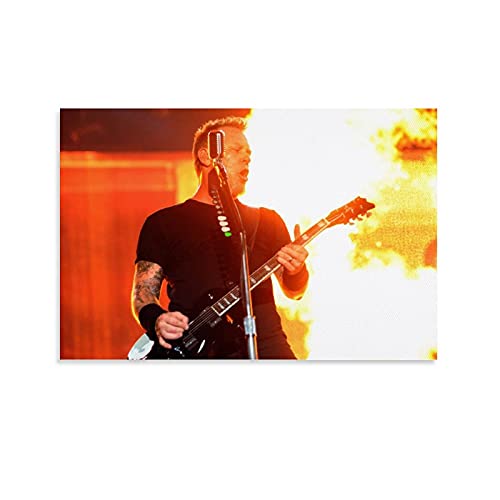 James Hetfield Metal Rock Music Fire Poster Wandkunstposter und Leinwand-Kunstdruck, modernes Familienschlafzimmer, ästhetische Dekoration, 20 x 30 cm von MMMU