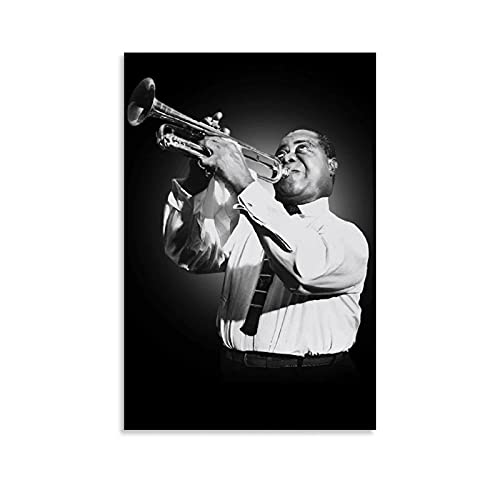 Louis Armstrong Schwarz-Weiß-Poster und Leinwand-Kunstdruck, modernes Familienschlafzimmer, ästhetische Dekoration, 20 x 30 cm von MMMU