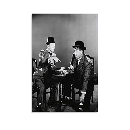 MMMU Kunstdruck auf Leinwand, Motiv: Oliver Hardy und Stan Laurel (20 x 30 cm) von MMMU