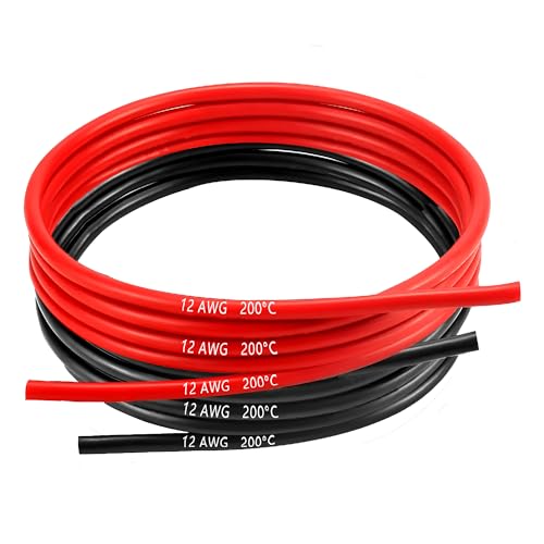 MMOBIEL 12 AWG Silikon Elektronik Kabel - 12 Gauge (3,31mm²) Verzinnte Kupferkabel - 2 Separate Kabel Rot & Schwarz Jede 1,5 m / 5 ft für RC, Drohnen, 3D Drucker, Batterien, Sprecherkabel, Led Strips von MMOBIEL