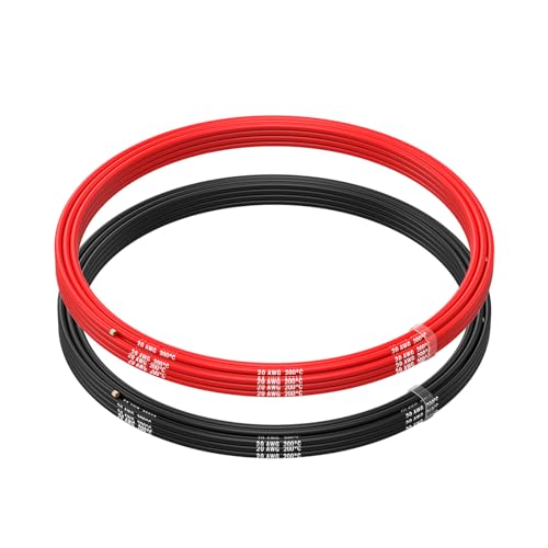 MMOBIEL 20 AWG Silikon Elektronik Kabel - 20 Gauge (0,52mm²) Verzinnte Kupferkabel - 2 Separate Kabel Rot & Schwarz Jede 2,5 m / 8.2 ft für Elektrische Reparatur, Sensoren, Drohnen, Lautsprecherkabel von MMOBIEL