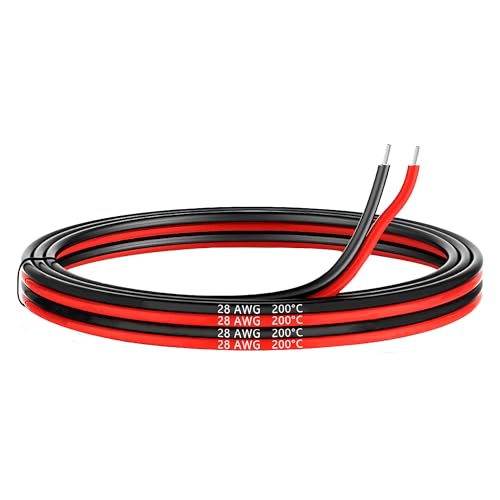 MMOBIEL 28 AWG Silikon Elektronik Kabel - 28 Gauge (0,08mm²) Verzinnte Kupferkabel - 2 Separate Kabel Rot & Schwarz Jede 1,5 m / 5 ft für Elektrische Reparatur, Sensoren, Drohnen, Lautsprecherkabel von MMOBIEL