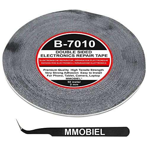 MMOBIEL 5x 2 mm doppelseitiges Klebeband stark klebend Tape 50 m Rolle (Schwarz) für Smartphone Tablet Reparatur von MMOBIEL