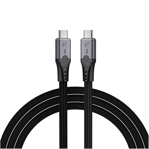 MMOBIEL 80Gbps für Thunderbolt 5 Kabel Geflochtenes USB-C zu USB Type-C Video Display Kabel 1m - 120Gbps Bandbreitenerhöhung, 240W Aufladen für iPhone 16/15, Thunderbolt 4/3, USB4, USB-C – Schwarz MMOBIEL 80Gbps für Thunderbolt 5 Kabel Geflochtenes USB-C zu USB Type-C Video Display Kabel 1m - 120Gbps Bandbreitenerhöhung, 240W Aufladen für iPhone 16/15, Thunderbolt 4/3, USB4, USB-C – Schwarz von MMOBIEL