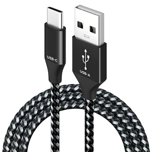 MMOBIEL USB-C Kabel (1m) Nylon Geflochtenes USB-A zu Typ-C Kabel 18W 480Mbps - Kompatibel mit iPhone 15, iPad, MacBook, Samsung Galaxy S24 S23 S22 S21, Tablets, Laptops usw. - Weiß/Schwarz von MMOBIEL