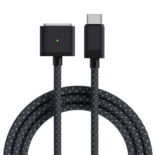 MMOBIEL USB-C auf Magnetisches 3 Kabel 2m 140W Schnellladen Typ C Kabel – Ladekabel für MagSafe 3 Kompatibel mit MacBook Pro/Air – Magnetisches Ladekabel - Laptop Zubehör – Schwarz von MMOBIEL