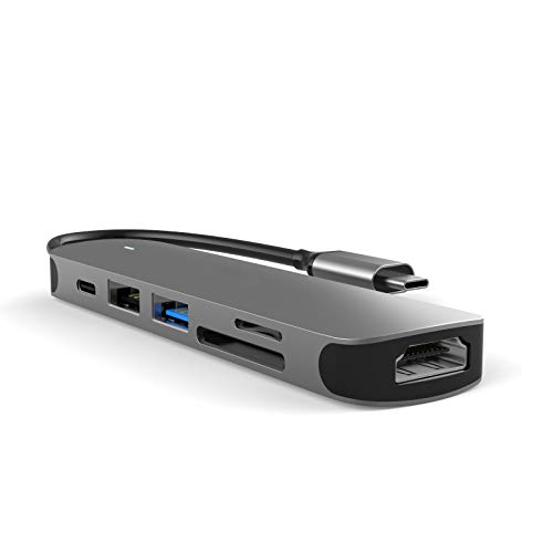 MMOBIEL USB-C Adapter Hub - 6-in-1 Mit HDMI 4K, USB-A 3.0, USB-A 2.0 und SD/TF Kartenleser - Multiportadapter für MacBook, iPad Air/Pro, Dell, HP, Samsung Galaxy - Aluminium von MMOBIEL