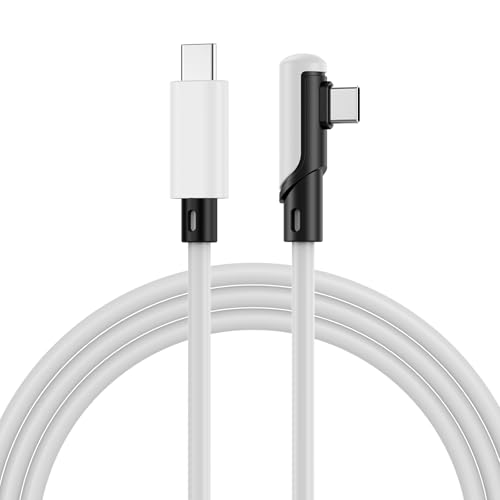 MMOBIEL VR Link Kabel USB-C zu USB-C für Meta Quest 3S / 3/2 / Pro, Pico 4 Ultra / 4 und PC/Steam 90 Grad Typ-C Kabel für VR Headset Gaming - 3m Ladekabel - Weiß von MMOBIEL
