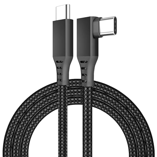 MMOBIEL VR Link Kabel USB-C zu USB-C für Meta Quest 3S / 3/2 / Pro, Pico 4 Ultra / 4 und PC/Steam VR 90 Grad Typ-C Nylon Geflochtenes Kabel für VR Headset Gaming - 5m - Schwarz von MMOBIEL