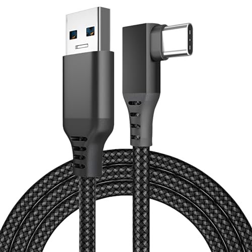 MMOBIEL VR Link Kabel USB zu USB-C für Meta Quest 3S / 3/2 / Pro, Pico 4 Ultra / 4 und PC/Steam VR 90 Grad Typ-C Nylon Geflochtenes Kabel für VR Headset Gaming - 3m - Schwarz von MMOBIEL