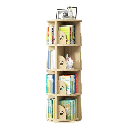 MMOU Bücherregal aus Holz, Drehbares Bücherregal, 360-Grad-Bücherregal, Bodenstehender Haushalt, Kleines Lagerregal für Kinder, Einfaches Bilderbuchregal (Color : A, Size : 4 Layer) von MMOU