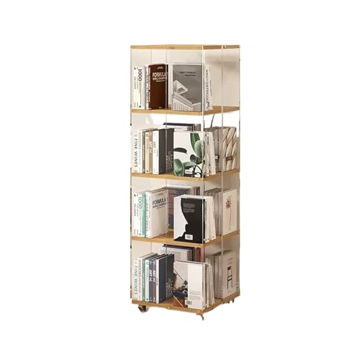 MMOU Eckdrehbares Bücherregal, 360-Grad-Display für Kleine Räume, Bodenstehendes, Aufbewahrungsregal, Schmaler Organizer, für Schlafzimmer, Wohnzimmer, Arbeitszimmer (Size : 4 Layer) von MMOU