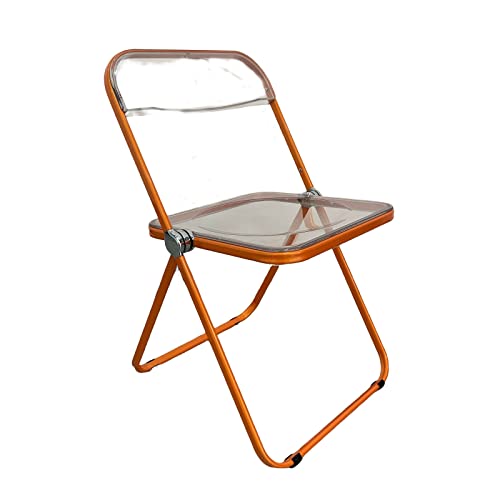 MMOU Klappstuhl Transparent - Acrylstuhl mit Haushaltsklappfunktion für Esszimmer, pflegeleicht und einfach zu verstauen. (Color : Orange+Clear) von MMOU