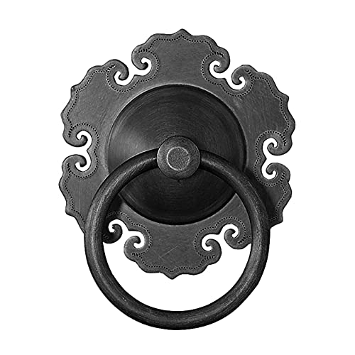 MMQGQ store Türklopfer Antique Ring Design Türklopfer, Schwarze Reine Kupfer Türklopfer, Anti-rost-türgriff Zubehör(Size:15cm Diameter,Color:Schwarz) von MMQGQ store