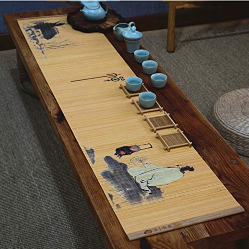 Chinesische Zen Gedruckt Bambus Tischläufer, Natürliche Handgewebte Tischmatte, Wärmeisolierende rutschfeste Place Matte Für Party Esstisch Dekor Tee Matte(Size:30×95cm) von MMQGQ