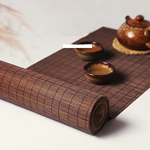 MMQGQ Bauernhausstil Bambus Tischläufer, Retro Handgewebe Tischsets, Braune Teehäuser Wärmeisolierende Waschbare Tee-matten Für Party-Lange Esstisch(Size:35×120cm) von MMQGQ