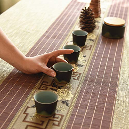MMQGQ Brown Bamboo Table Runner, Teehaus Wärmeisolierung Bestickte Teematte, rutschfeste Tischset Für Die Küche Zu Hause ， Sauber Wischen(Size:30×120cm) von MMQGQ