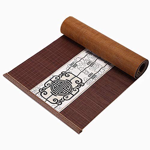 MMQGQ Japanischer Bambus Tischläufer Mit Stoffmuster, Natürlichem Handgewebtem Wärmeisolations-Tischset, Rutschfester Teematte Für Tisch-Esstisch ， Wischen Sie Sauber(Color:braun,Size:30×120cm) von MMQGQ