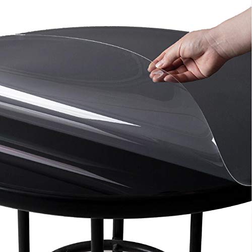 MMQGQ Runde PVC Durchsichtige Tischdecke, Transparente Plastiktischdecke Ohne Waschung, Desktop-Schutzmatte Für Esstisch Hartboden ， Fleckenresistente Schreibtischunterlage(Color:2mm,Size:80cm) von MMQGQ