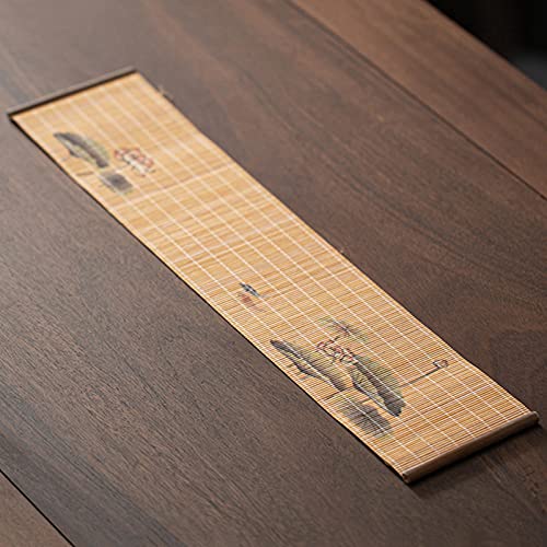 MMQGQ Traditioneller Handgemachter Bambus-tischläufer Mit Lotus-Muster, Japanische Art, Tee-matten Für Teehouse-esstisch, Isolationswaschbare Tischsets(Size:10×46cm) von MMQGQ