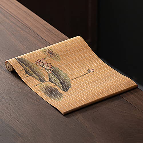 MMQGQ Traditioneller Handgemachter Bambus-tischläufer Mit Lotus-Muster, Japanische Art, Tee-matten Für Teehouse-esstisch, Isolationswaschbare Tischsets(Size:30×135cm) von MMQGQ