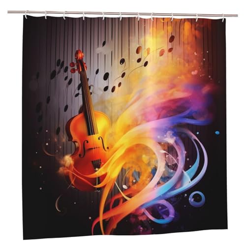 MMSJSBVY Abstrakte Musik Duschvorhang 183.9 cm x 183.9 cm - Schimmelresistenter und wasserdichter Duschvorhang Sichtschutz Dekorativer Vorhang für Badewannen und Duschabtrennungen von MMSJSBVY