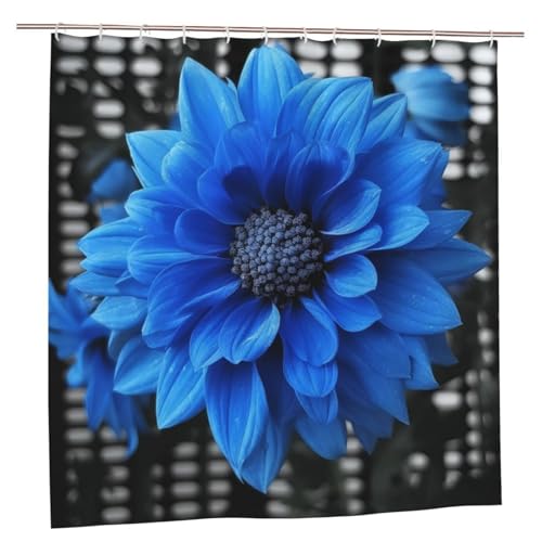 MMSJSBVY Blaue Blumen Duschvorhang 183.9 cm x 183.9 cm - Schimmelresistenter und wasserdichter Duschvorhang Sichtschutz Dekorativer Vorhang für Badewannen und Duschabtrennungen von MMSJSBVY